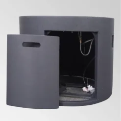 Aidan Outdoor Round Lightweight Concrete Gas Burning Fire Pit - Dark Gray - Christopher Knight Home -Outdoor Furniture Store GUEST 48ee20ca 042b 42fe 8e4a 344a1e9c2fb9