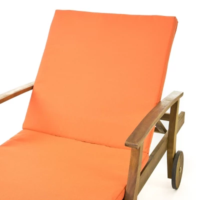 Perla 3pc Outdoor Acacia Wood Chaise Lounge Set With Cushions - Teak/Orange - Christopher Knight Home 12 Perla 3pc Outdoor Acacia Wood Chaise Lounge Set With Cushions - Teak/Orange - Christopher Knight Home - Image 10