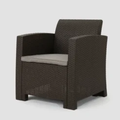 Jacksonville 4pc Faux Wicker Chat Set - Brown - Christopher Knight Home -Outdoor Furniture Store GUEST 4a9ea6d0 146e 4776 950f dd176c5f0572