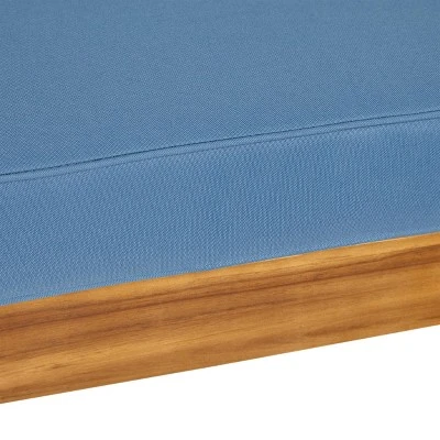 2pk Oana Outdoor Acacia Wood Right Arm Loveseat & Coffee Table With Cushion Teak/Blue - Christopher Knight Home 7 2pk Oana Outdoor Acacia Wood Right Arm Loveseat & Coffee Table With Cushion Teak/Blue - Christopher Knight Home - Image 5