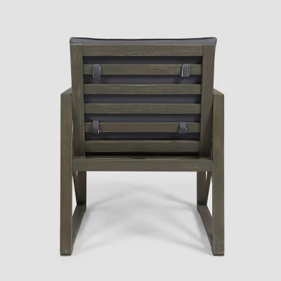 Andora 4pk Acacia Wood Club Chairs - Gray/Dark Gray - Christopher Knight Home 4 Andora 4pk Acacia Wood Club Chairs - Gray/Dark Gray - Christopher Knight Home - Image 2