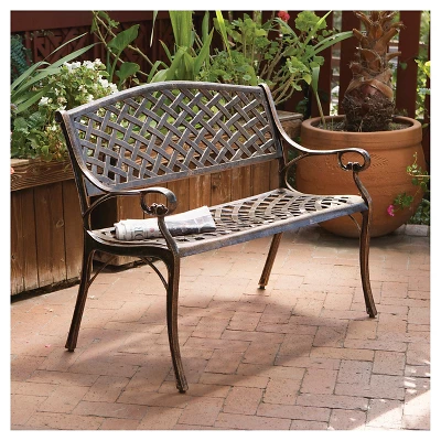 Cozumel Cast Aluminum Patio Bench - Antique Copper - Christopher Knight Home 3 Cozumel Cast Aluminum Patio Bench - Antique Copper - Christopher Knight Home