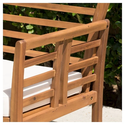 Caydon 4pc Acacia Wood Patio Chat Set With Cushions - Brown Patina - Christopher Knight Home 5 Caydon 4pc Acacia Wood Patio Chat Set With Cushions - Brown Patina - Christopher Knight Home - Image 3