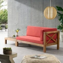 2pc Brava Outdoor Acacia Wood Right Arm Loveseat & Coffee Table With Cushion Teak/Red - Christopher Knight Home 13 2pc Brava Outdoor Acacia Wood Right Arm Loveseat & Coffee Table With Cushion Teak/Red - Christopher Knight Home -Outdoor Furniture Store GUEST 4c5aab9f ed89 4687 8b79 0b83ad4de2ab