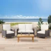 Isla Outdoor 4 Seater Chat Set With Coffee Table - Brown/Beige/Teak - Christopher Knight Home -Outdoor Furniture Store GUEST 4ce8b541 f26a 4f0b b79f f54a21a2214f
