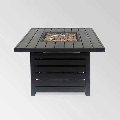 Rene Square 39.25" Iron Gas Fire Pit Matte Black - Christopher Knight Home 3 Rene Square 39.25" Iron Gas Fire Pit Matte Black - Christopher Knight Home