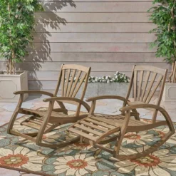 Sunview 2pk Acacia Wood Recliner Rocking Chairs - Gray - Christopher Knight Home -Outdoor Furniture Store GUEST 4f09e76e b61c 4e9c 985b fad3e56f7c4e