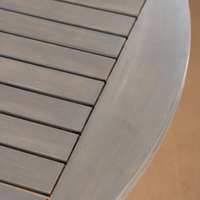 Stamford 5pc Acacia Wood & Wicker Patio Dining Set - Gray - Christopher Knight Home 4 Stamford 5pc Acacia Wood & Wicker Patio Dining Set - Gray - Christopher Knight Home - Image 2