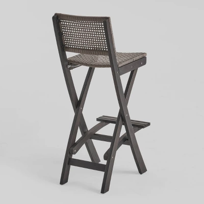 Polaris 3pc Wood And Wicker 26" Square Bar Set Dark Gray - Christopher Knight Home 7 Polaris 3pc Wood And Wicker 26" Square Bar Set Dark Gray - Christopher Knight Home - Image 5