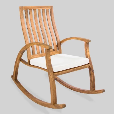 Cayo Acacia Wood Outdoor Patio Rocking Chair - Christopher Knight Home 7 Cayo Acacia Wood Outdoor Patio Rocking Chair - Christopher Knight Home - Image 5
