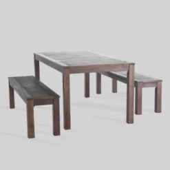 Manila 3pc Acacia Wood Picnic Set Dark Brown - Christopher Knight Home
