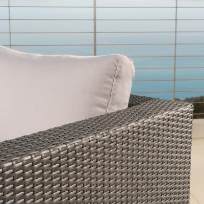 Santa Rosa 8pc Wicker Chat Set - Gray - Christopher Knight Home 4 Santa Rosa 8pc Wicker Chat Set - Gray - Christopher Knight Home - Image 2