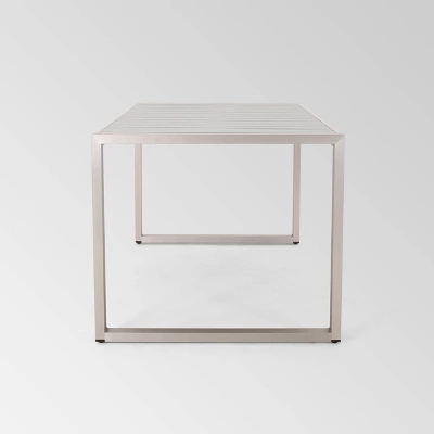 Navan Rectangle Aluminum 70" Dining Table Silver - Christopher Knight Home 6 Navan Rectangle Aluminum 70" Dining Table Silver - Christopher Knight Home - Image 4