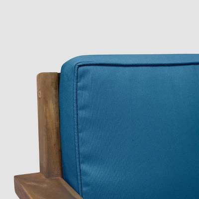 Santa Ana 4pc Acacia Wood Chat Set Teak/Dark Teal - Christopher Knight Home 4 Santa Ana 4pc Acacia Wood Chat Set Teak/Dark Teal - Christopher Knight Home - Image 2