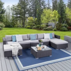 Santa Rosa 8pc Wicker Sectional Seating Set - Gray/Silver - Christopher Knight Home -Outdoor Furniture Store GUEST 5595cd50 f918 4db3 8cfd 470ddf534c44