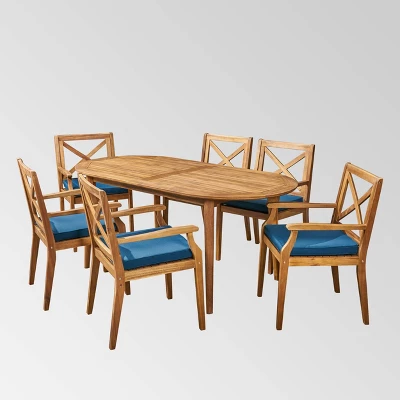 Pines 7pc Acacia Oval Wood Dining Set - Christopher Knight Home 3 Pines 7pc Acacia Oval Wood Dining Set - Christopher Knight Home