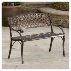 Hamilton Cast Aluminum Patio Bench- Copper - Christopher Knight Home -Outdoor Furniture Store GUEST 58491ce1 6f98 49b1 96a3 cf2195eb70f0
