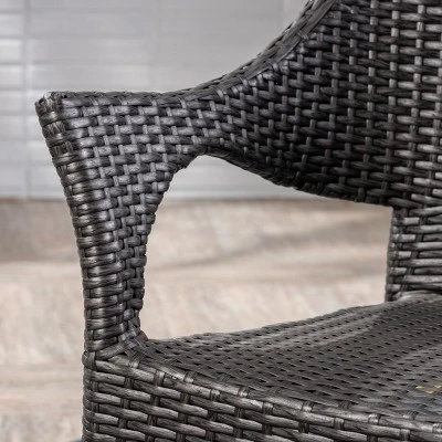 Louisa 3pc Acacia & Wicker Bistro Set - Gray - Christopher Knight Home 4 Louisa 3pc Acacia & Wicker Bistro Set - Gray - Christopher Knight Home - Image 2