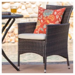 Malaga 3pc All-Weather Wicker Patio Bistro Set - Brown - Christopher Knight Home -Outdoor Furniture Store GUEST 5bd51b71 a9a6 4a24 b27f 1c6abe1770b8