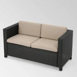 Puerta 5pc Wicker Sofa Chat Set - Dark Brown/Beige - Christopher Knight Home -Outdoor Furniture Store GUEST 5e5b26c7 8065 4a4e a7f3 0abba7a1eff8