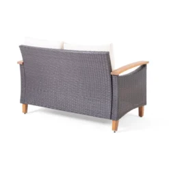 Isla Outdoor 4 Seater Chat Set With Coffee Table - Brown/Beige/Teak - Christopher Knight Home -Outdoor Furniture Store GUEST 5ece78e3 550b 4fa5 ae90 fe80f0f19287