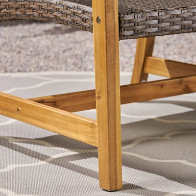 9pc Hampton Wood And Wicker Patio Chat Set Gray - Christopher Knight Home 5 9pc Hampton Wood And Wicker Patio Chat Set Gray - Christopher Knight Home - Image 3