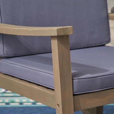 Candel Acacia Wood Patio Rocking Chair Gray/Dark Gray - Christopher Knight Home 4 Candel Acacia Wood Patio Rocking Chair Gray/Dark Gray - Christopher Knight Home - Image 2