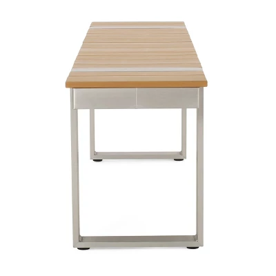 Cibola Outdoor Aluminum Dining Bench - Natural/Silver - Christopher Knight Home 4 Cibola Outdoor Aluminum Dining Bench - Natural/Silver - Christopher Knight Home - Image 2