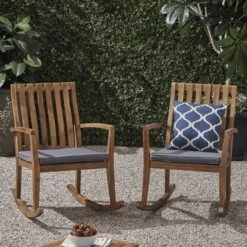 2pk Colmena Acacia Wood Patio Rustic Rocking Chair - Christopher Knight Home