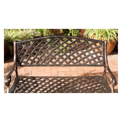 Cozumel Cast Aluminum Patio Bench - Antique Copper - Christopher Knight Home 5 Cozumel Cast Aluminum Patio Bench - Antique Copper - Christopher Knight Home - Image 3