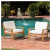 Grenada Set Of 2 Wooden Club Chairs With Cushions - Christopher Knight Home