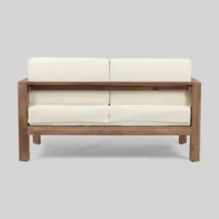 2pc Genser Wooden Patio Loveseat And Coffee Table Set Brown - Christopher Knight Home -Outdoor Furniture Store GUEST 6274de04 3158 49ff 9e25 e9eec25db4e4