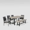 Luster 6pc Acacia Wood And Wicker Dining Set - Light Gray/Gray - Christopher Knight Home -Outdoor Furniture Store GUEST 63a57e72 92f1 4c95 b4bd 129c831309ac
