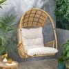 Malia Outdoor Wicker Hanging Chair (Stand Not Included) Brown/Beige - Christopher Knight Home