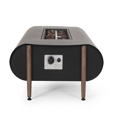 Vernon Outdoor Rectangular Fire Pit With Tank Holder - Dark Gray - Christopher Knight Home 8 Vernon Outdoor Rectangular Fire Pit With Tank Holder - Dark Gray - Christopher Knight Home - Image 6