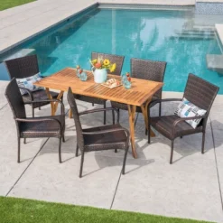 Monterey 7pc Acacia & Wicker Dining Set - Christopher Knight Home 10 Monterey 7pc Acacia & Wicker Dining Set - Christopher Knight Home -Outdoor Furniture Store GUEST 64545f30 27b9 46db 9784 0cc21a3a88eb