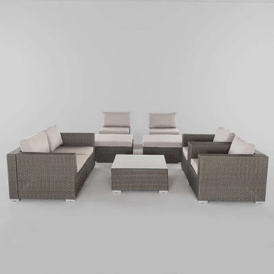 Santa Rosa 9pc Wicker Patio Sectional Sofa Set - Gray/Silver - Christopher Knight Home 3 Santa Rosa 9pc Wicker Patio Sectional Sofa Set - Gray/Silver - Christopher Knight Home