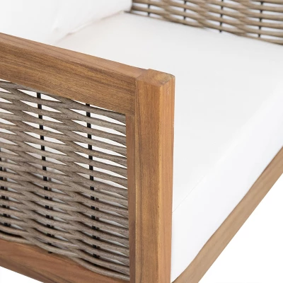 Burchett Outdoor Acacia Wood 4 Seater Chat Set With Cushions - Teak/Brown/Beige - Christopher Knight Home 14 Burchett Outdoor Acacia Wood 4 Seater Chat Set With Cushions - Teak/Brown/Beige - Christopher Knight Home - Image 12