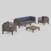 Oana 6pc Acacia Wood Sofa Chat Set - Gray/Dark Gray - Christopher Knight Home -Outdoor Furniture Store GUEST 65b93f5d f65a 4524 831e 9c5dd21d8728