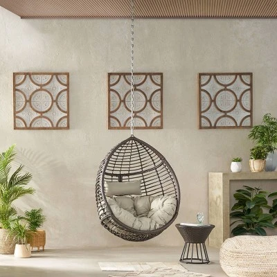 Morris Indoor/Outdoor Wicker Hanging Chair With 8' Chain - Christopher Knight Home 3 Morris Indoor/Outdoor Wicker Hanging Chair With 8' Chain - Christopher Knight Home