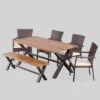 Brandywine 6pc Acacia Wood/Wicker Patio Dining Set - Brown/Cream - Christopher Knight Home 1 Brandywine 6pc Acacia Wood/Wicker Patio Dining Set - Brown/Cream - Christopher Knight Home -Outdoor Furniture Store GUEST 678cf220 88f0 4d20 a6ff 909cf3d4d2ac