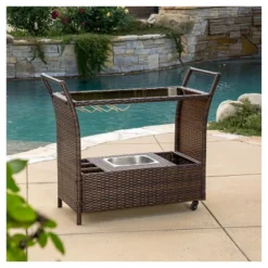 Bahama Wicker Bar Cart - Brown - Christopher Knight Home -Outdoor Furniture Store GUEST 67c75160 7436 4d4e b5e8 44792e68c90a