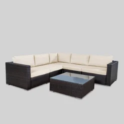 Santa Rosa 6pc Wicker Seating Sectional Set With Cushions - Christopher Knight Home