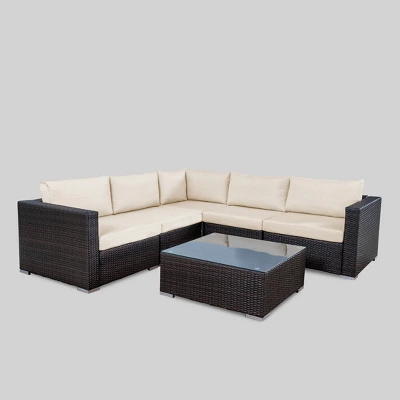 Santa Rosa 6pc Wicker Seating Sectional Set With Cushions - Christopher Knight Home 3 Santa Rosa 6pc Wicker Seating Sectional Set With Cushions - Christopher Knight Home