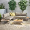 Sterling 4pc Outdoor Aluminum V Shaped 5 Seater Sofa With Cushions - Khaki/Natural - Christopher Knight Home -Outdoor Furniture Store GUEST 6935d1a2 b988 4abe 9423 960249efd4d6