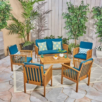 Carolina 6pc Acacia Wood Chat Set - Christopher Knight Home 7 Carolina 6pc Acacia Wood Chat Set - Christopher Knight Home - Image 5