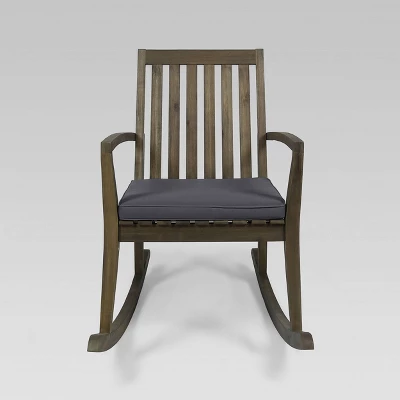 Montrose Acacia Wood Patio Rocking Chair Gray - Christopher Knight Home 6 Montrose Acacia Wood Patio Rocking Chair Gray - Christopher Knight Home - Image 4