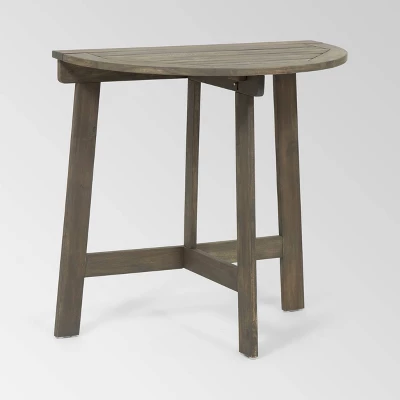 Westmount 3pc Half-Round Folding Acacia Wood Bistro Set - Gray - Christopher Knight Home 5 Westmount 3pc Half-Round Folding Acacia Wood Bistro Set - Gray - Christopher Knight Home - Image 3