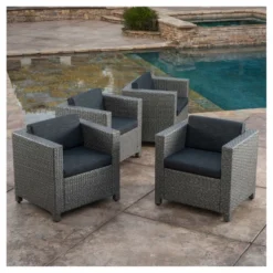Puerta 4pk All-Weather Wicker Patio Club Chairs - Black - Christopher Knight Home -Outdoor Furniture Store GUEST 6be1dbc6 7637 4bad a906 07f9bd771f03