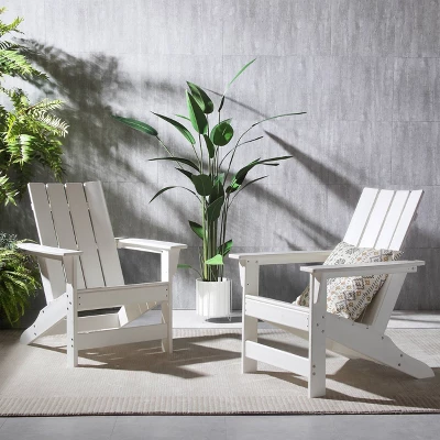 Encino 2pk Resin Contemporary Adirondack Chairs - White - Christopher Knight Home 3 Encino 2pk Resin Contemporary Adirondack Chairs - White - Christopher Knight Home
